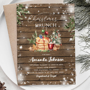 Rustic Wood Pancake Holiday Party Weihnachtsfest B Einladung