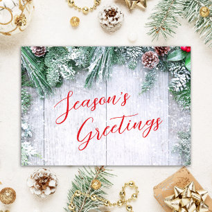 Rustic Wood Personalisiert Corporate Holiday Card Dankeskarte