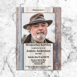 Rustic Wood Photo Celebration of Life Invitation