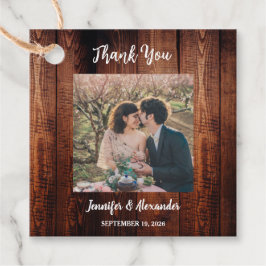 Rustic wood photo country wedding geschenkanhänger