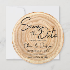 Rustic Wood Photo Wedding Save the Date Einladung