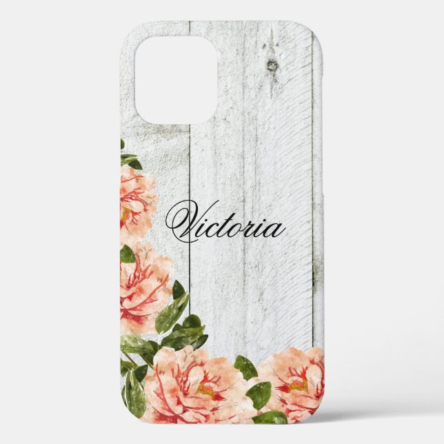 Rustic Wood Pink Personalisiertes Drehbuch Case-Mate iPhone Hülle (Rückseite)