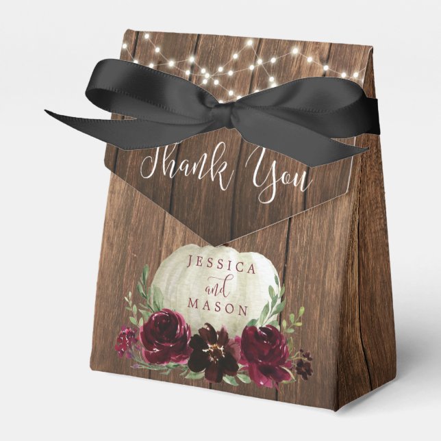Rustic Wood Pumpkin Wedding Brautparty Geschenkschachtel (Vorderseite)