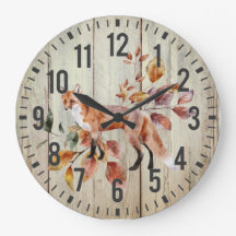 Rustic Wood Red Fox Fall Foliage