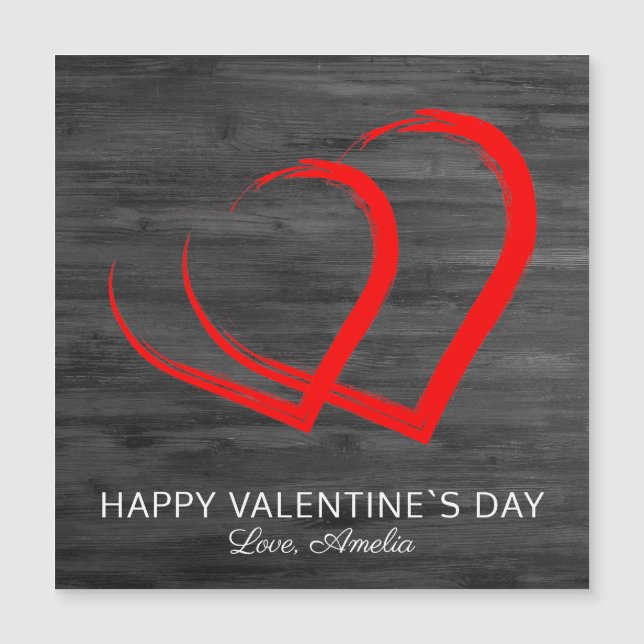 Rustic Wood Red Heart Bonne carte de Saint Valenti (Devant)