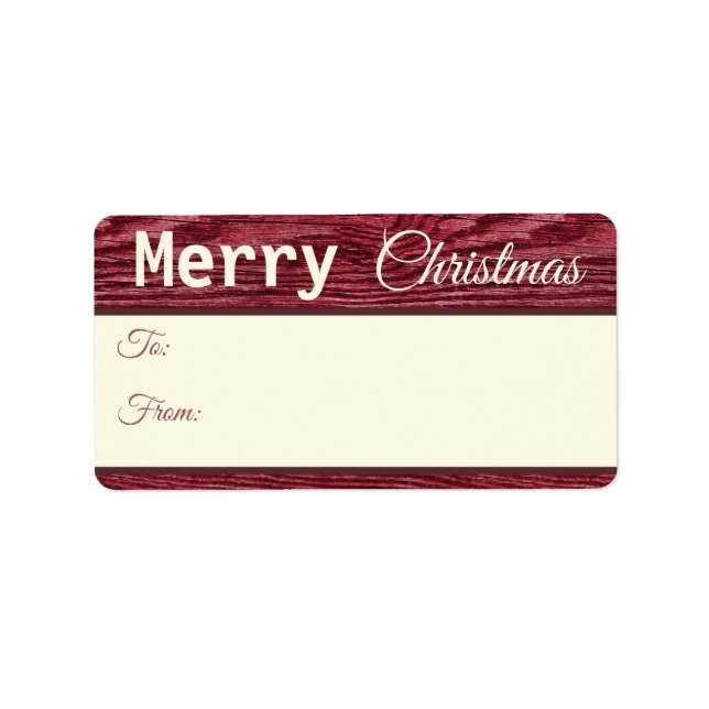 Rustic Wood Reindeer Red Frory Weihnachtsgeschenke Adressaufkleber (Vorne)