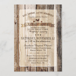 Rustic Wood Rooster Weather Vane Wedding Einladung