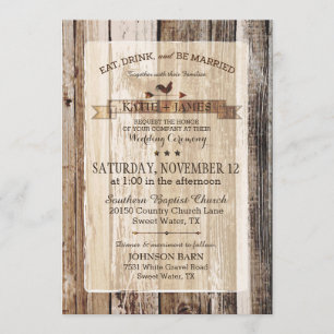 Rustic Wood Rooster Weather Vane Wedding Einladung