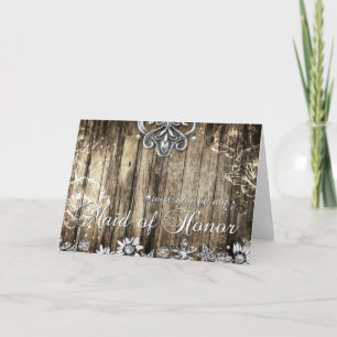 Rustic Wood Serez-vous ma carte de femme d'honneur