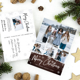 Rustic Wood Snowflake Weihnachtsfotografie Collage Feiertagspostkarte