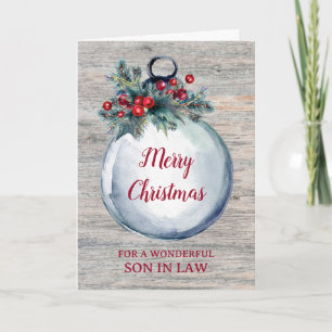 Rustic Wood Son in Law Frohe Weihnachten Karte