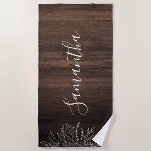 Rustic Wood String Lights Script Personalisiert Strandtuch
