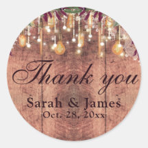 Rustic Wood & String Lights Wedding danke