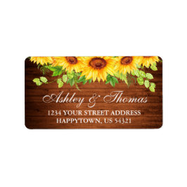 Rustic Wood Sunflower Blues Hochzeitadresse Adressaufkleber