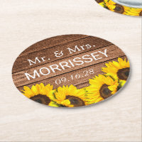 Rustic Wood Sunflower Mr. und Mrs. Gastgeschenk Ho