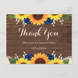 Rustic Wood Sunflower Navy Rose Hochzeit Vielen Da Postkarte
