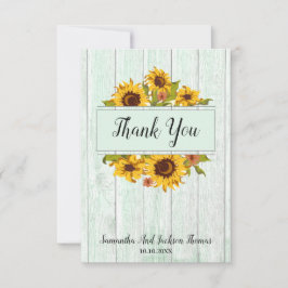 Rustic Wood Sunflower Wedding Dankeschön Card Dankeskarte