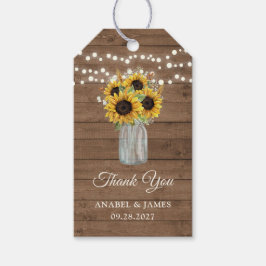 Rustic Wood Sunflowers Mason Jar Geschenkmarke Geschenkanhänger