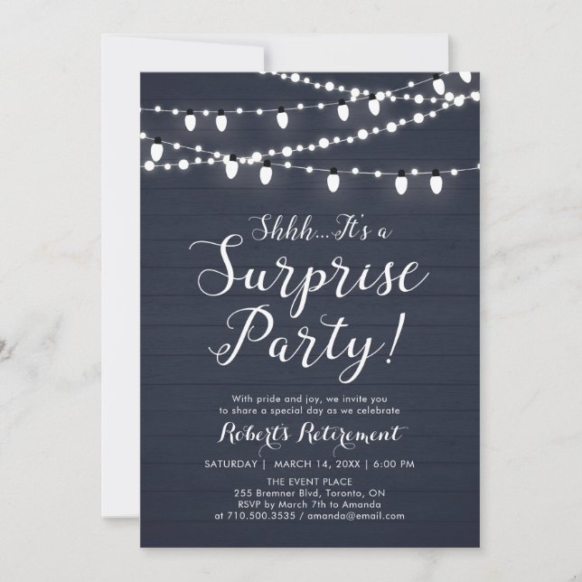 Rustic Wood Surprise Retraite Party Invitation (Devant)