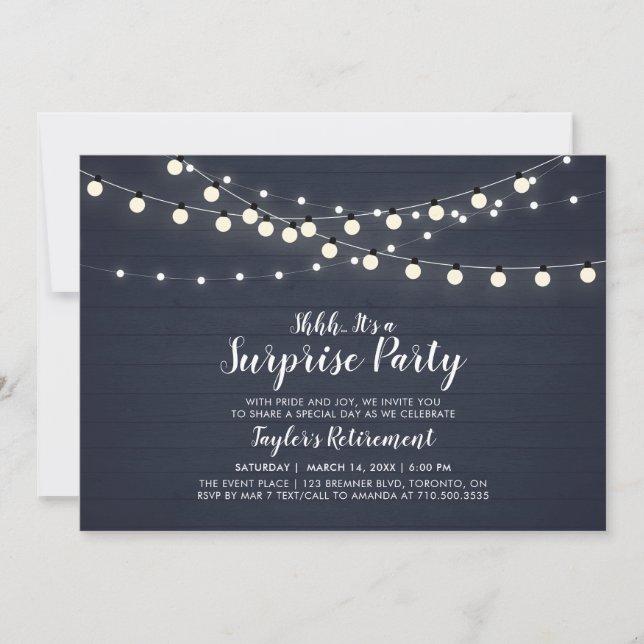 Rustic Wood Surprise Retraite Party Invitation (Devant)