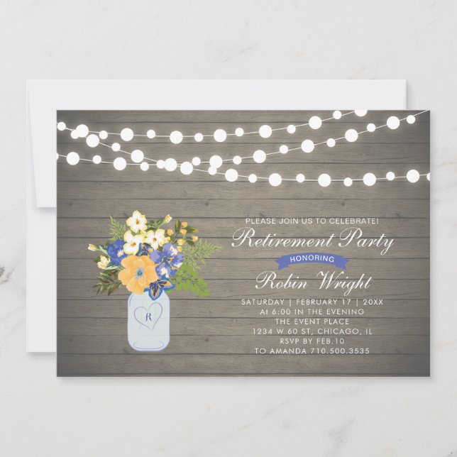Rustic Wood Surprise Retraite Party Invitation (Devant)