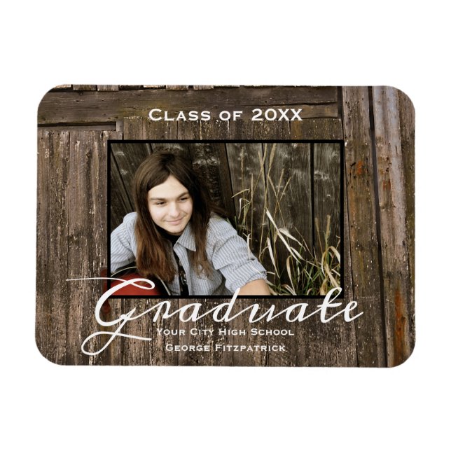 Rustic Wood Template High School Abschluss Magnet (Horizontal)