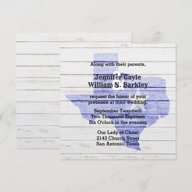 Rustic Wood Texas Staat Hochzeit Einladung (Vorne/Hinten)