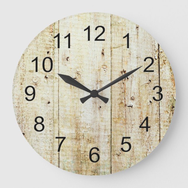 Rustic Wood Texture Große Wanduhr (Vorderseite)