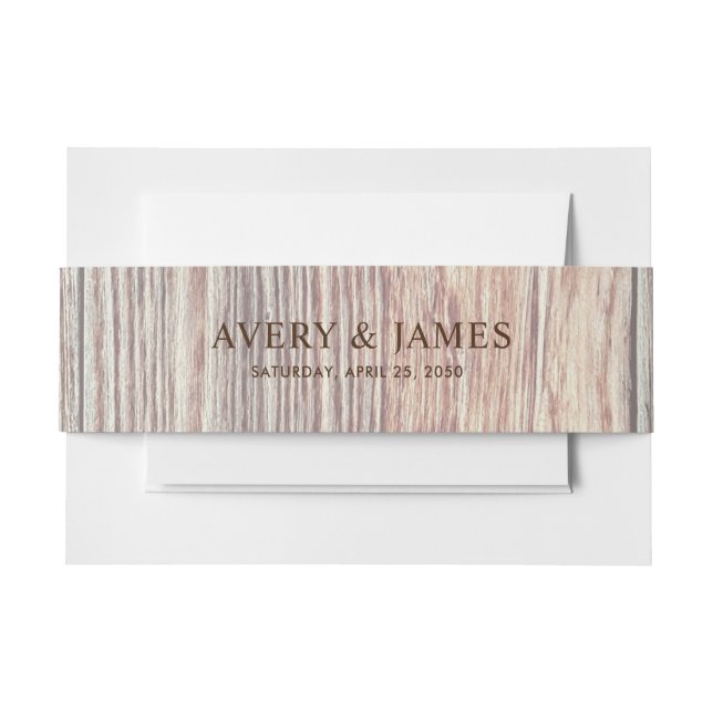 Rustic Wood Texture Wedding Invitation Belly Band (Vorderseite Beispiel)