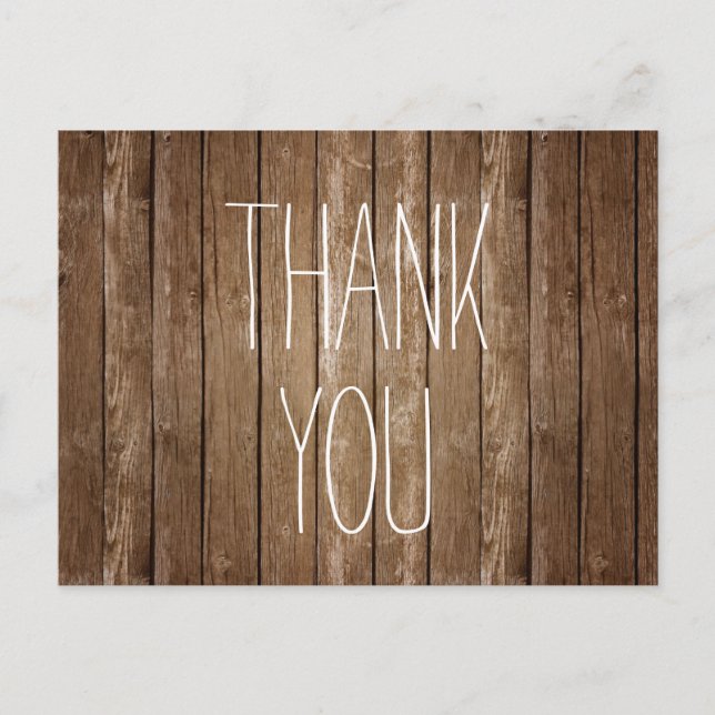Rustic Wood Thank You Post Card Postkarte (Vorderseite)