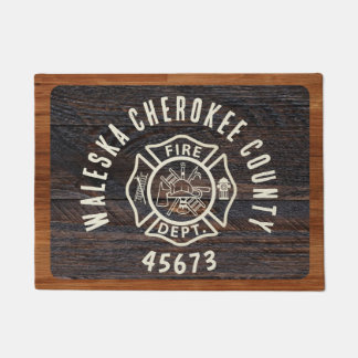 Rustic Wood Ton Feuerwehrmann Emblem Fußmatte