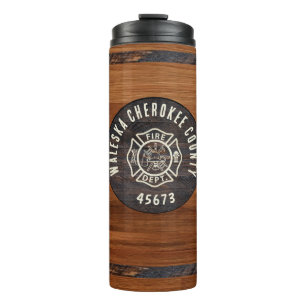 Rustic Wood Ton Feuerwehrmann Emblem Thermosbecher