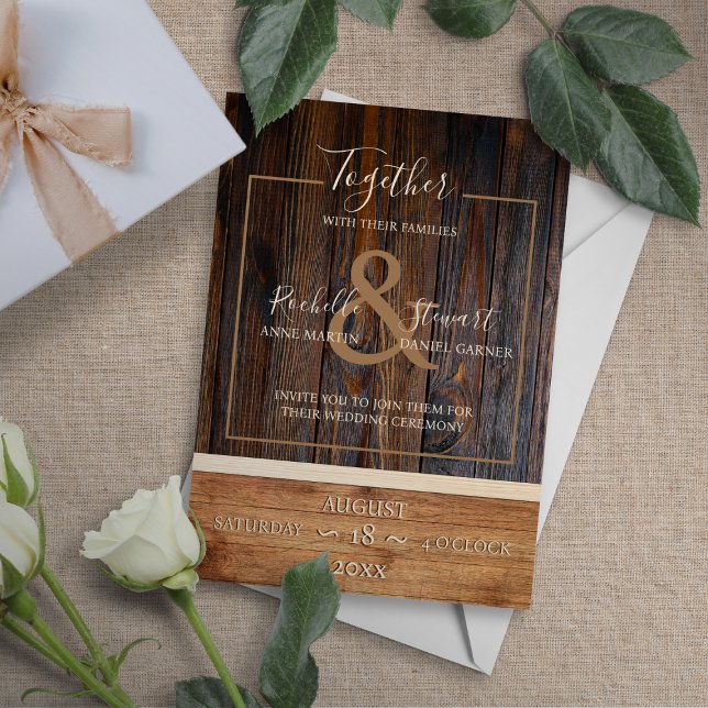 Rustic Wood Tone Hochzeit Einladung (Von Creator hochgeladen)