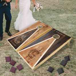 Rustic Wood Tone Triangle Mariage M. Mme