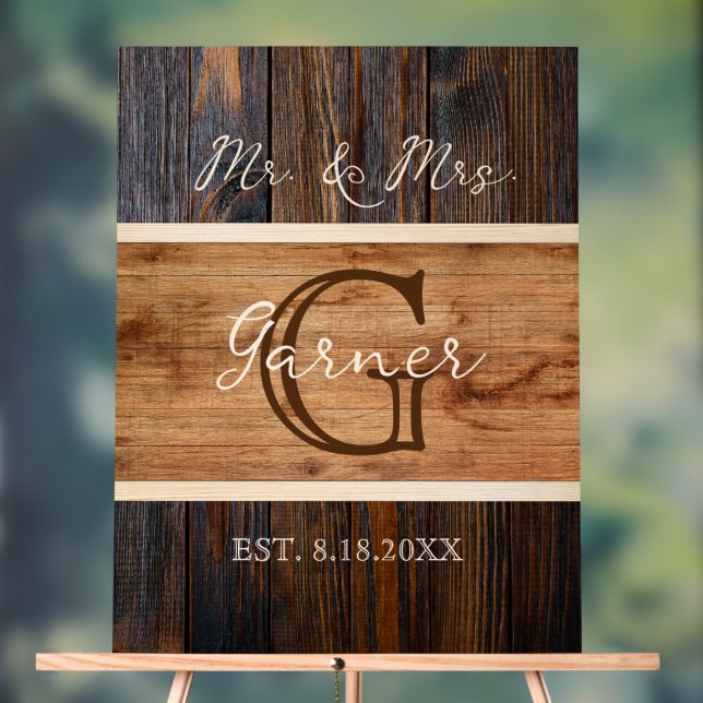 Rustic Wood Tone Wedding Mr. Acrylic Sign Acrylschild (Neutral)