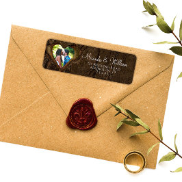 Rustic Wood Tree Heart Wedding Address