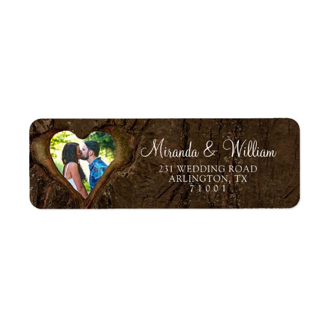 Rustic Wood Tree Heart Wedding Address (Vorne)