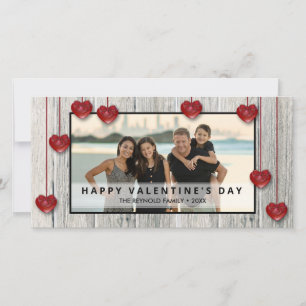 Rustic Wood Valentine's Day LOVE Hearts Carte phot