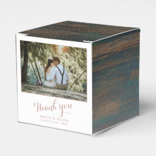 Rustic Wood Vielen Dank für Ihr Hochzeitscouple-Fo Geschenkschachtel