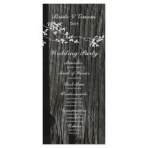 Rustic Wood Vintage Birds Programme de mariage