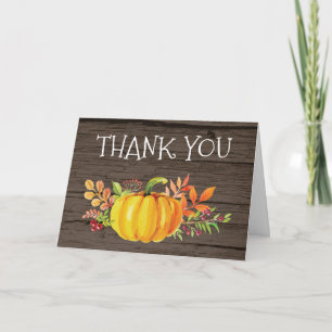 Rustic Wood Watercolor Pumpkin Fall Danke Karte