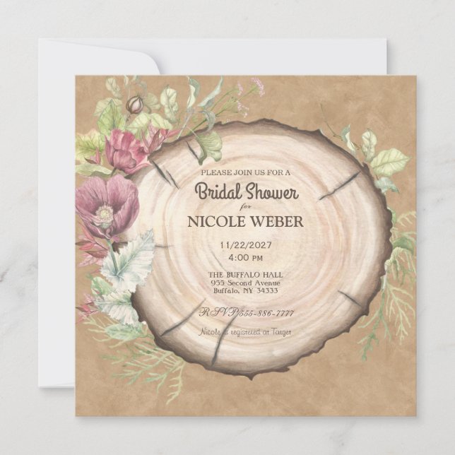 Rustic Wood Wedding Bridal Dusche Einladung (Vorderseite)