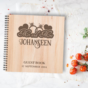 Rustic Wood Wedding Elegant Mr. und Mrs. Guest boo Notizbuch