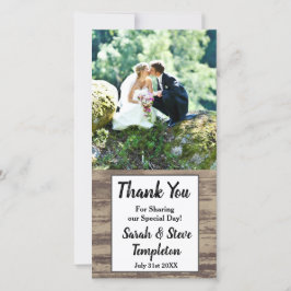 Rustic Wood Wedding Foto Vielen Dank Dankeskarte