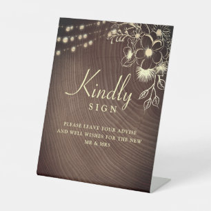 Rustic Wood Wedding Guest Book Sign Sockelschild