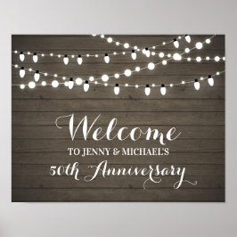 Rustic Wood Wedding Jubiläum Willkommenszeichen Poster