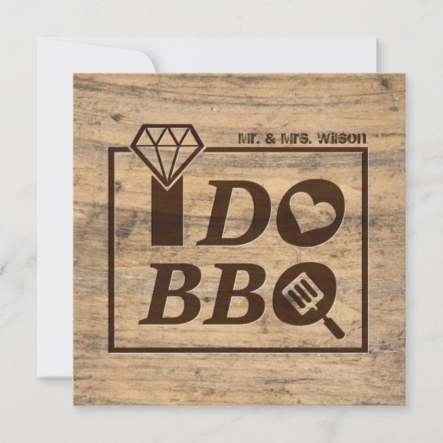 Rustic Wood Wedding Probe Dinner GRILLEN UAWG Einladung (Vorderseite)