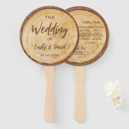 Rustic Wood Wedding Program Brown Handwriting Fächer