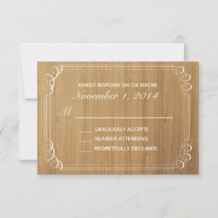 Rustic Wood Wedding Response Card RSVP Karte