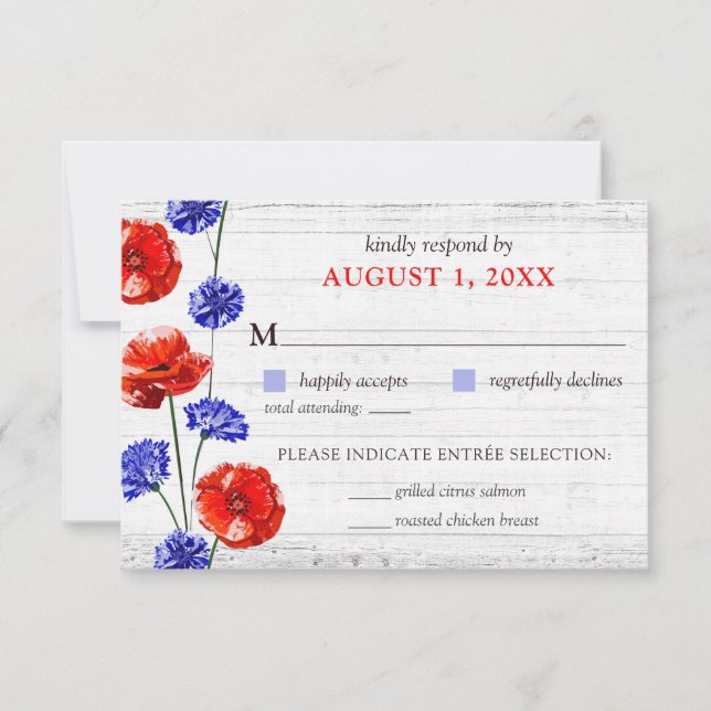 Rustic Wood Wedding RSVP Card Einladung (Vorderseite)